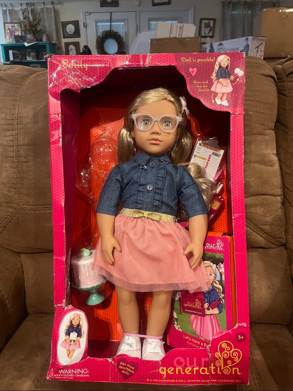 Our Generation Blonde Doll with Pink Skirt and Denim Top